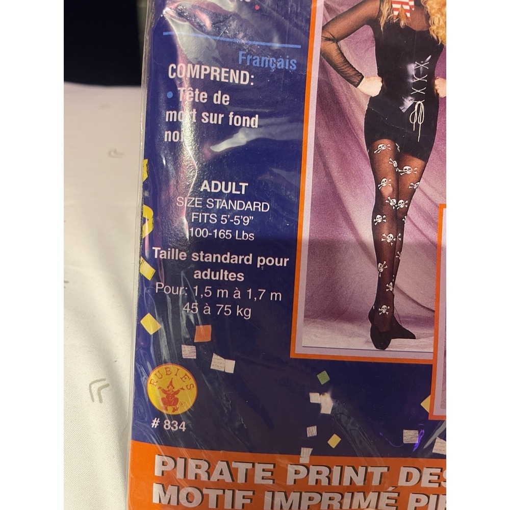 Vintage Rubys Costume Halloween Pirate Print Design Tights Standard Fits 5-5.9"